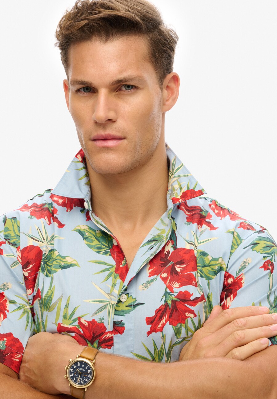 Рубашка на пуговицах Comfort fit Superdry Hawaiian, светло-голубой — фото 4