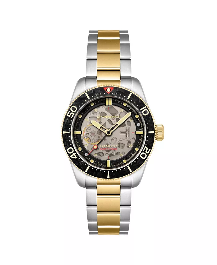 

Мужские часы Croft 42 Skeleton Automatic с двухцветным браслетом из цельной нержавеющей стали, 42 мм Spinnaker