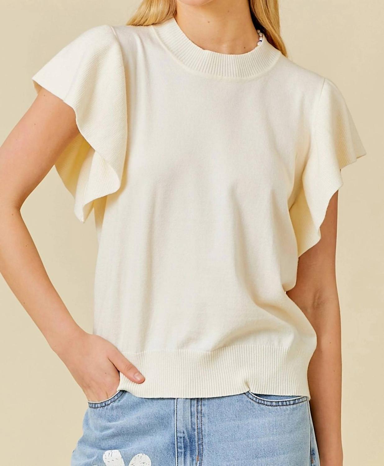 

Свитер с оборками на рукавах в кремовом цвете Main Strip