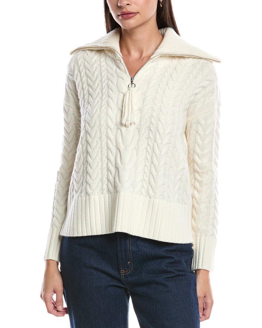 

Алашан Кашемир Кэлли полу-застежка шерстяной свитер Alashan Cashmere, белый