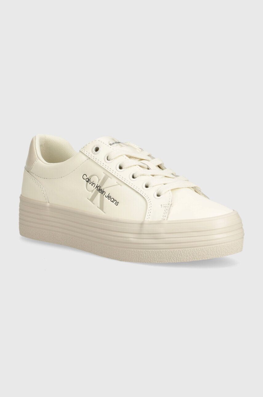 

Кожаные кроссовки Calvin Klein Jeans VULC FLATFORM LACEUP LTH, бежевый