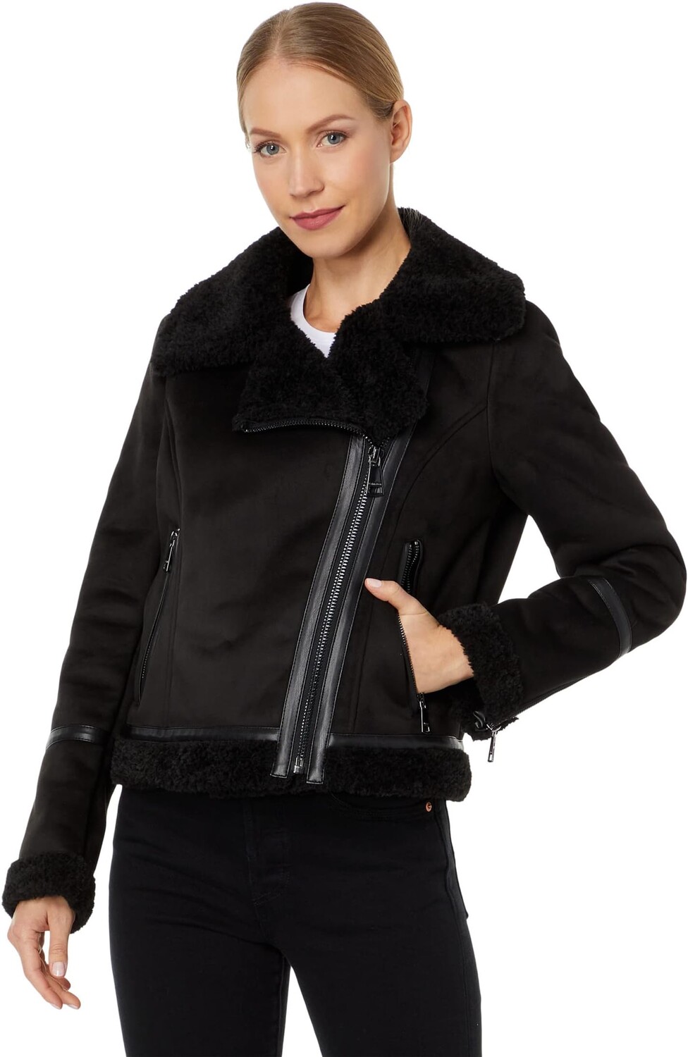 

Куртка Calvin Klein Short Faux Shearling, черный