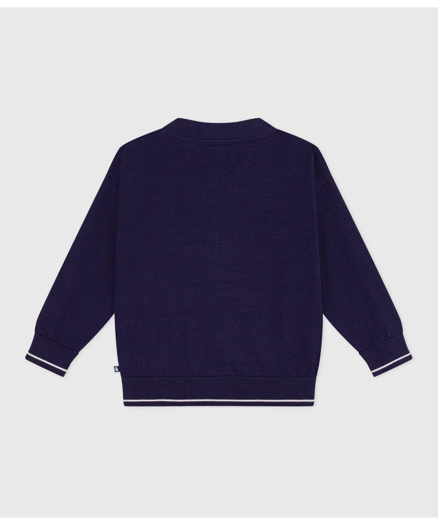 Хлопковый вязаный кардиган с V-образным вырезом PETIT BATEAU, Blue — фото 3