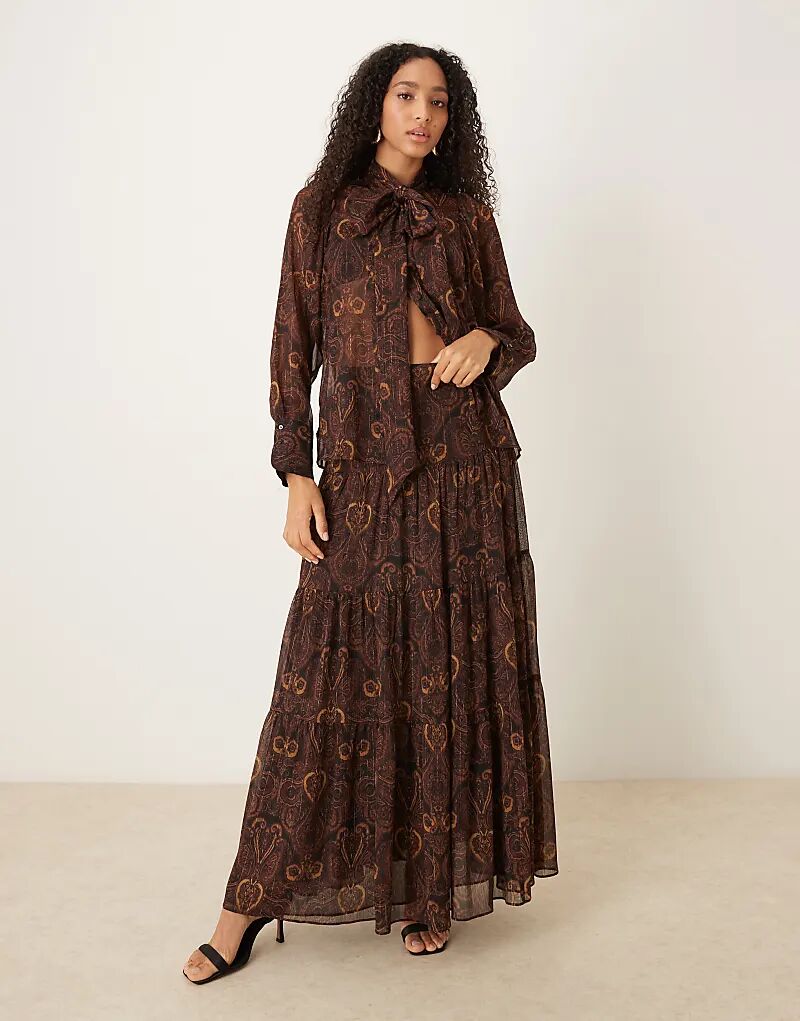 

Юбка макси Mango с многоярусным принтом пейсли