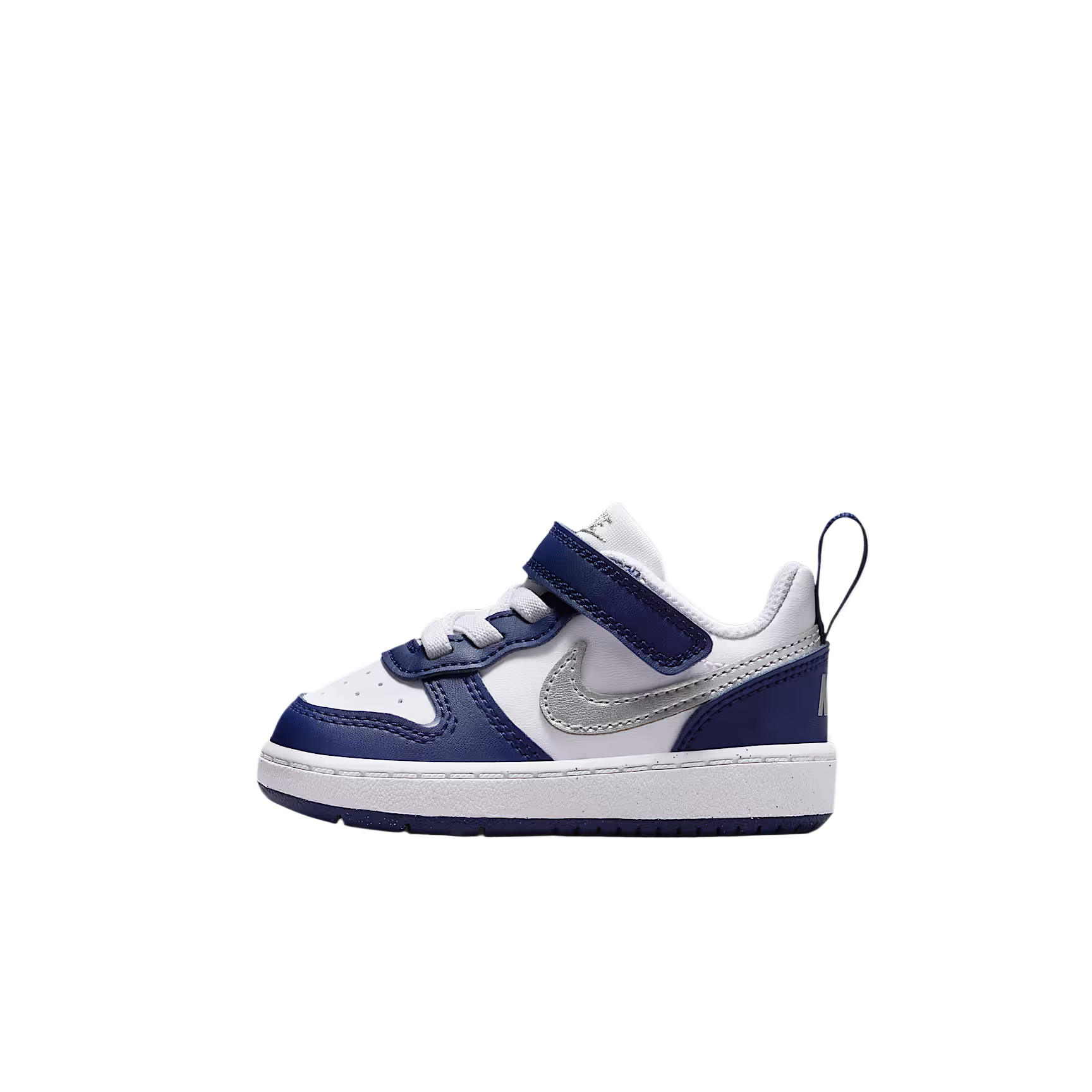 

Court Borough Low top детская обувь для малышей Nike, белый/синий/темно-синий/металлик серебристый