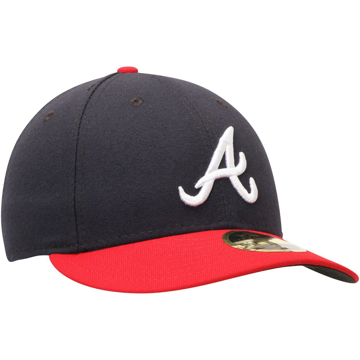 Мужская бейсболка New Era темно-синего/красного цвета Atlanta Braves Home Authentic Collection On-Field Low Profile 59FIFTY Облегающая шляпа — фото 3
