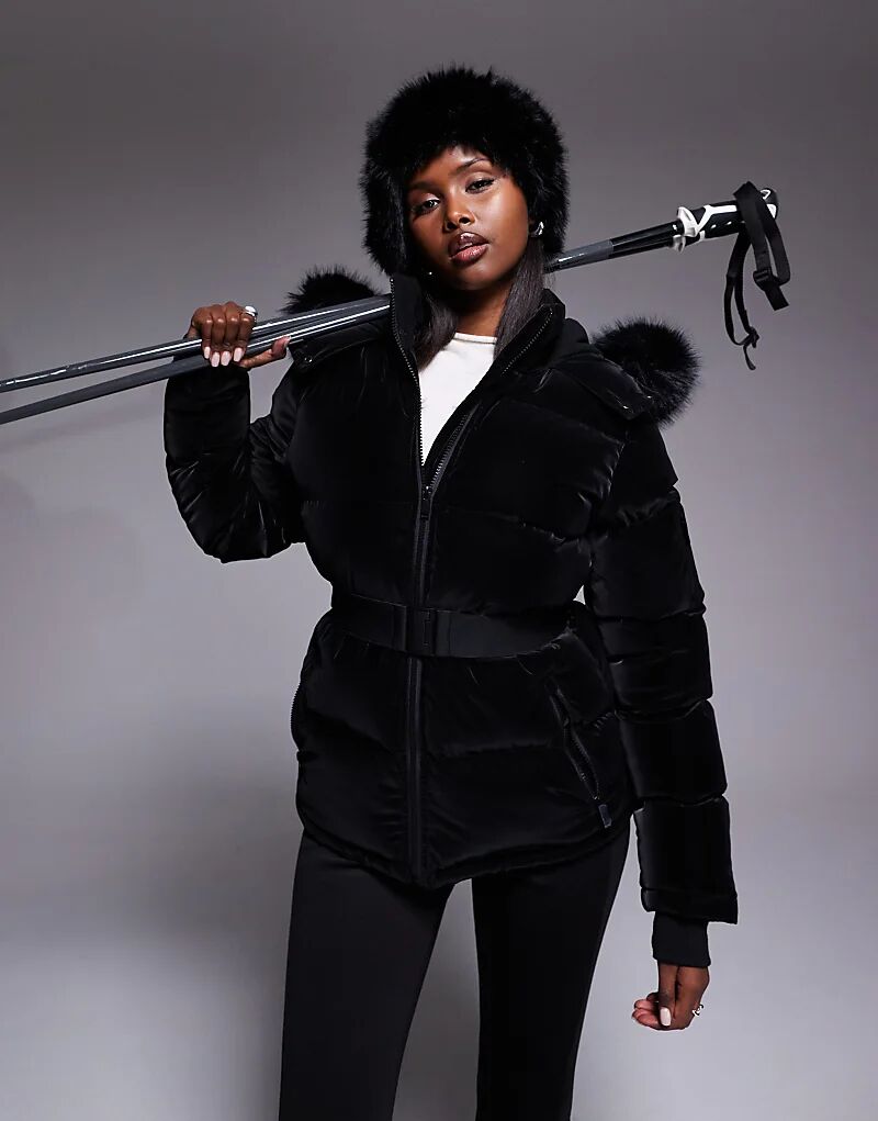 

Куртка-пуховик Threadbare Ski Shine с воротником из искусственного меха, черного цвета