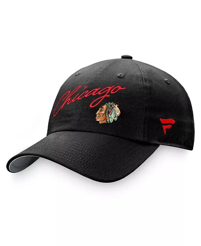 

Женская черная бейсболка Chicago Blackhawks True Classic Retro Script Adjustable Hat Fanatics