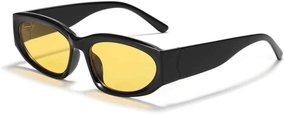 

MUTYNE Модные женские овальные солнцезащитные очки, роскошные, маленькие, коричневые, сексуальные, в стиле «кошачий глаз», винтажные панк-очки для женщин, Black Yellow