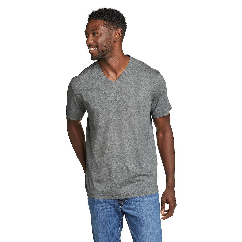 

Мужская футболка Eddie Bauer Legend с короткими рукавами и v-образным вырезом, цвет Medium Heather Gray