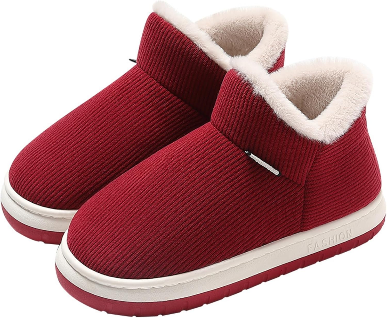 

Пушистые зимние домашние тапочки с меховой подкладкой и противоскользящей подошвой Zyuoel, красный