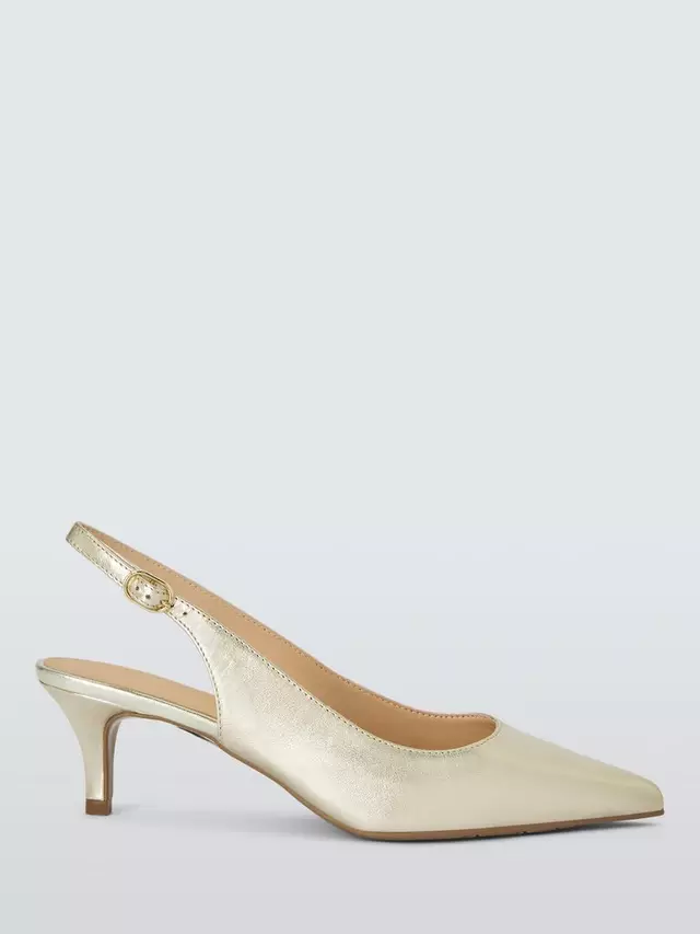 Туфли-лодочки John Lewis Greece Leather Kitten Heel Slingback, цвет platino