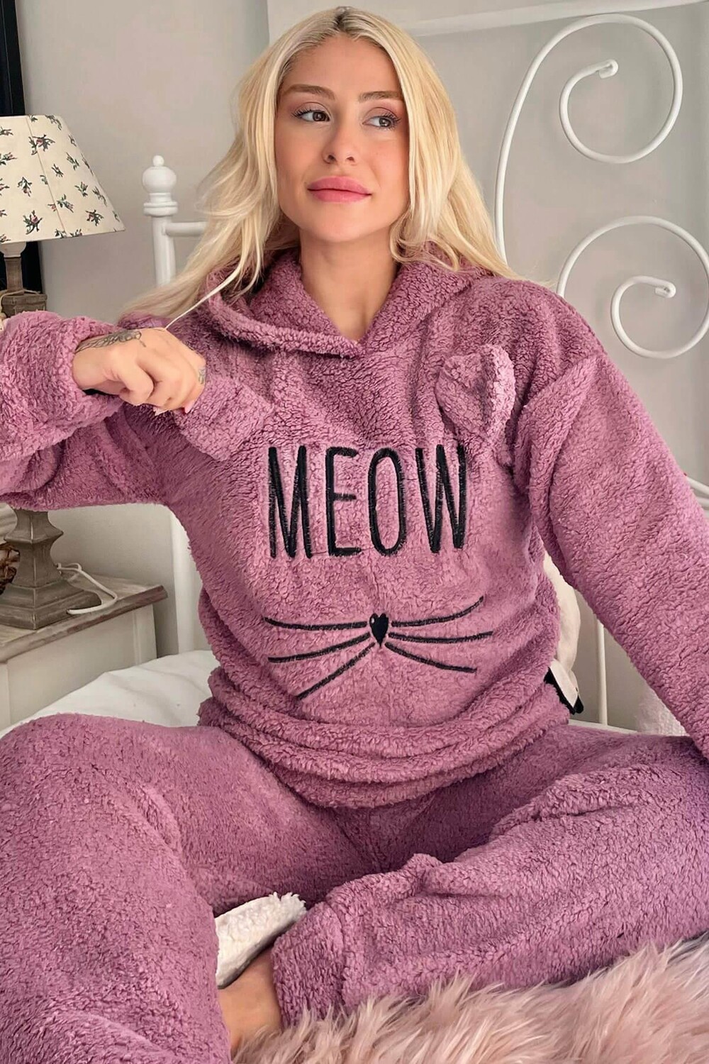 

Плюшевый пижамный комплект с рисунком Lila Meow Pijamaevi, фиолетовый