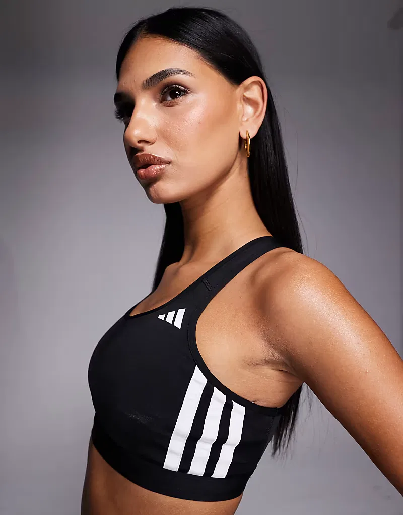 Спортивный бюстгальтер Adidas Performance Training Optime Essentials средней поддержки, черный — фото 3
