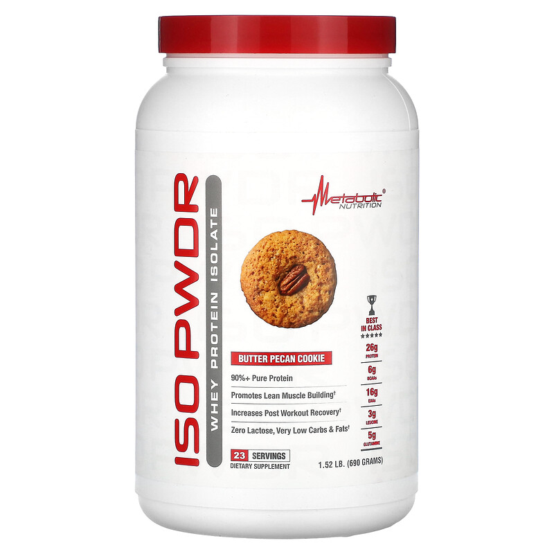 

Metabolic Nutrition, ISOpwDR, изолят сывороточного протеина, со вкусом печенья с пеканом, 690 г (1,52 фунта)