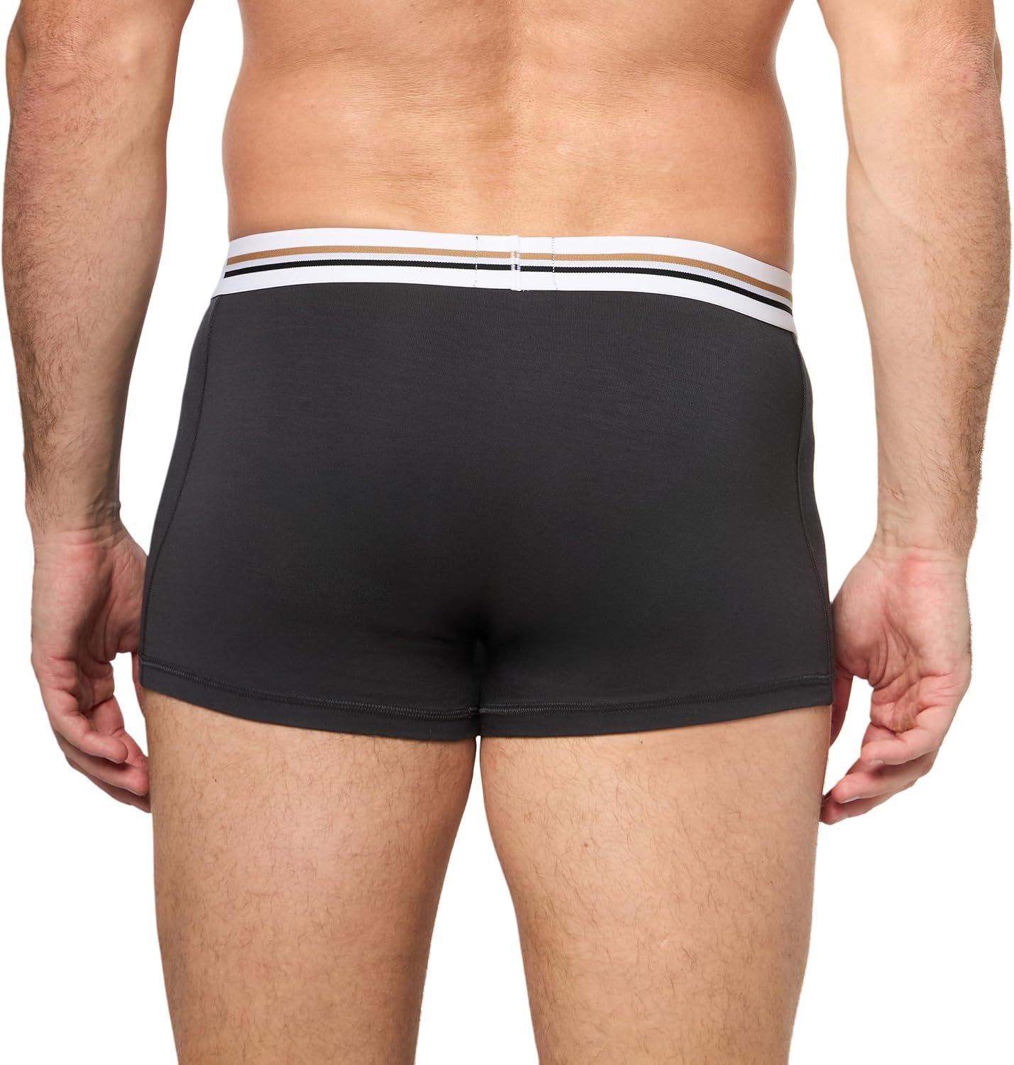BOSS мужские трусы-боксеры Iconic Stripe с 3 полосками на поясе, Black/Asphalt/Kalamata Green — фото 3