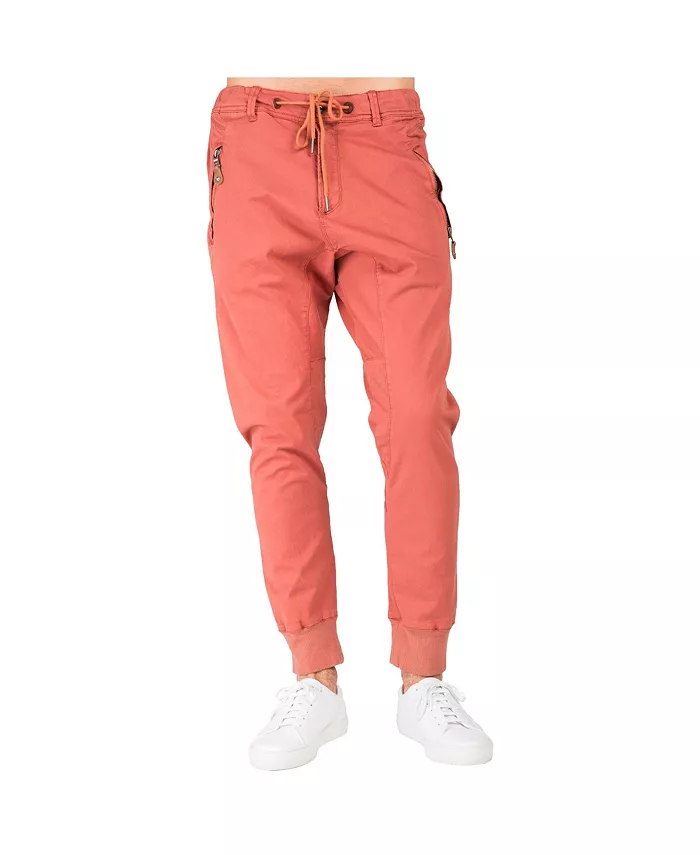 

Мужские брюки-джоггеры Premium Stretch Twill с заниженной посадкой и карманами на молнии Level 7, красный