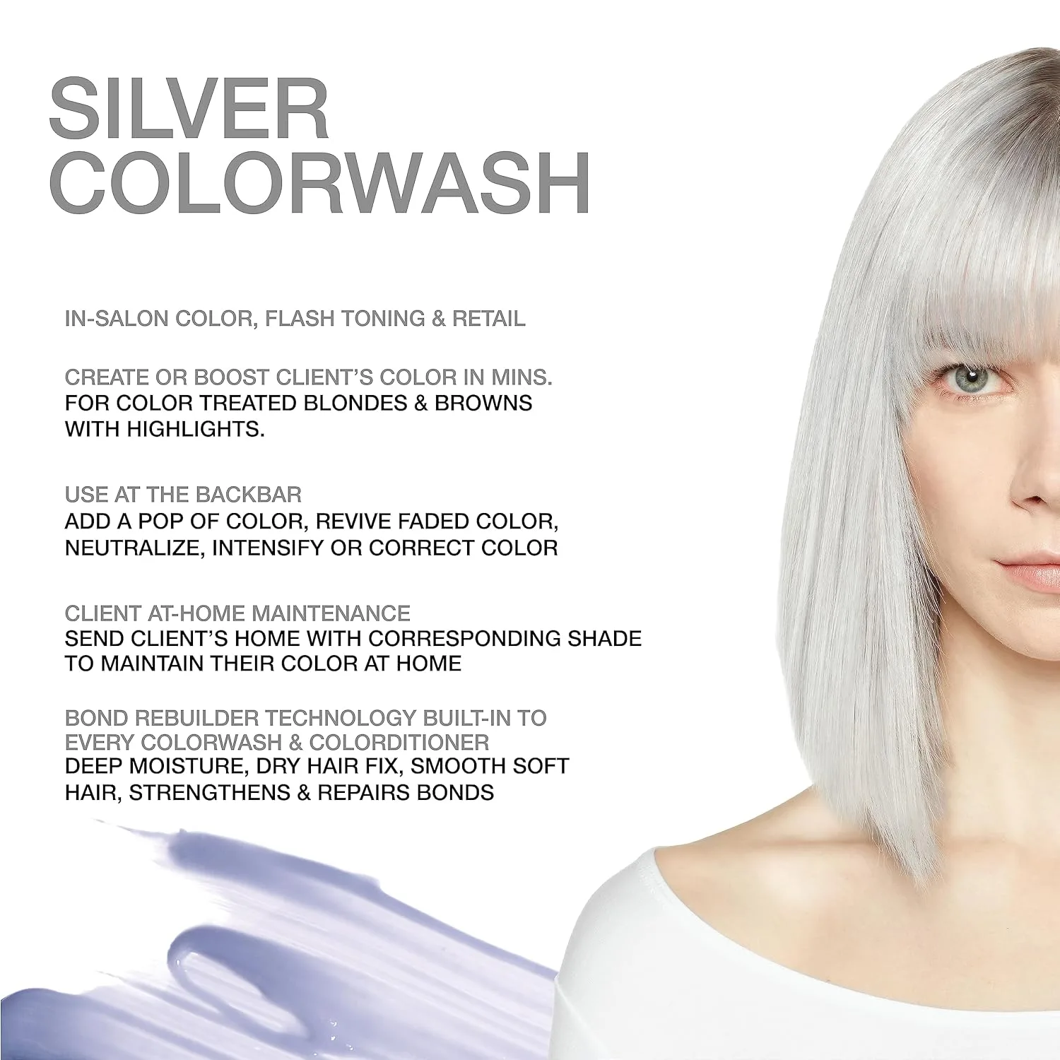 Шампунь Celeb Luxury Colorwash Color Depositing Shampoo - освежитель цвета, веганская краска для волос, средство для восстановления связей Bondfix, Viral и Gem Lites., Silver — фото 2