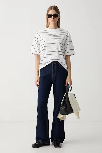 Футболка с коротким рукавом в полоску Tommy Hilfiger, белый — фото 2