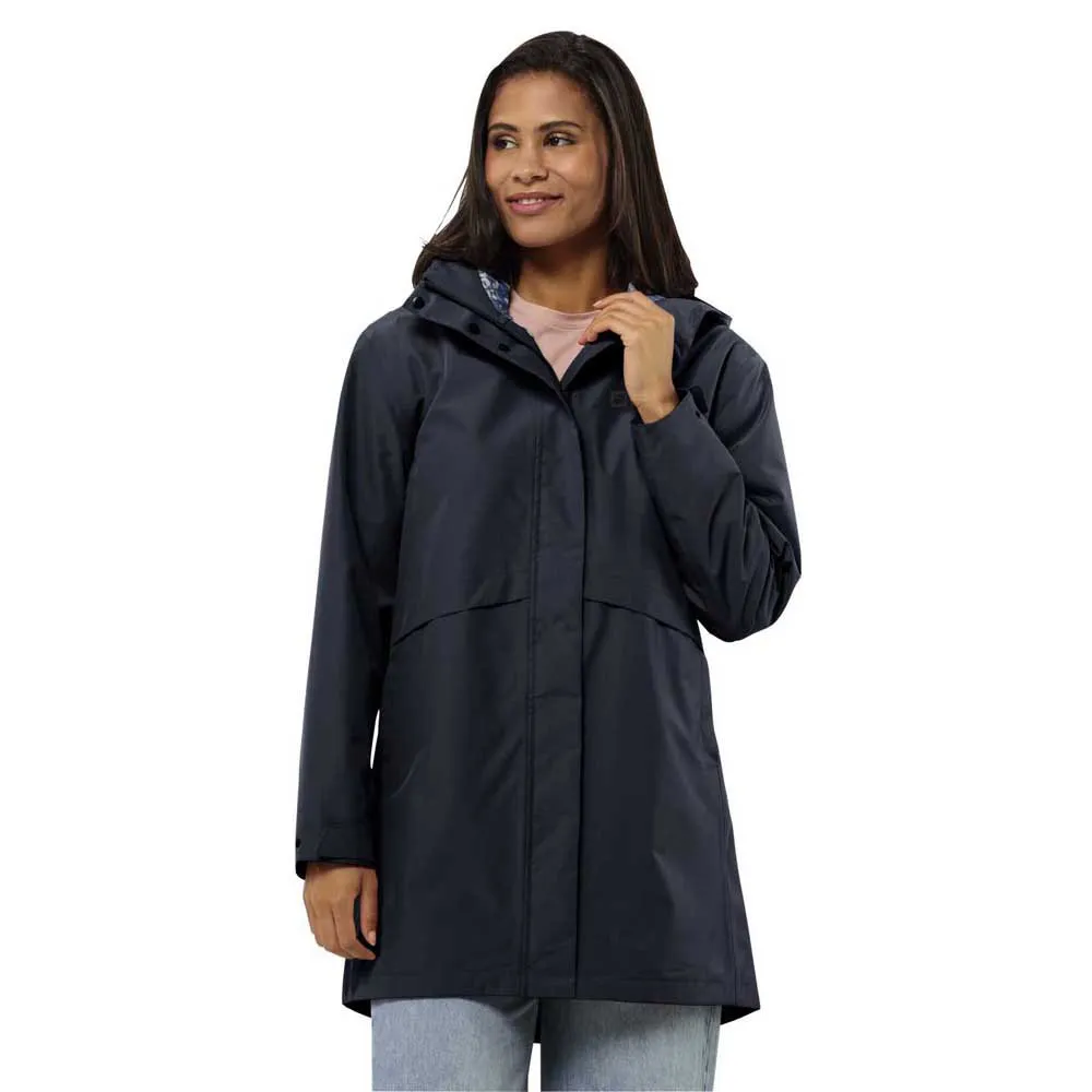 

Пальто Jack Wolfskin Cape West, серый/синий