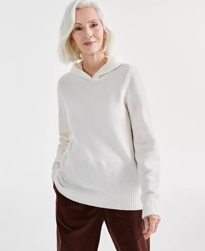 

Маленький однотонный роскошный свитер с капюшоном Style & Co, коричневый/бежевый