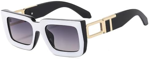 

Солнцезащитные очки квадратной формы 2027 года для женщин и мужчин, в стиле ретро, ​​с двухцветной оправой, модные оттенки, защита от ультрафиолета UV400 MTZJH, Black White Grey