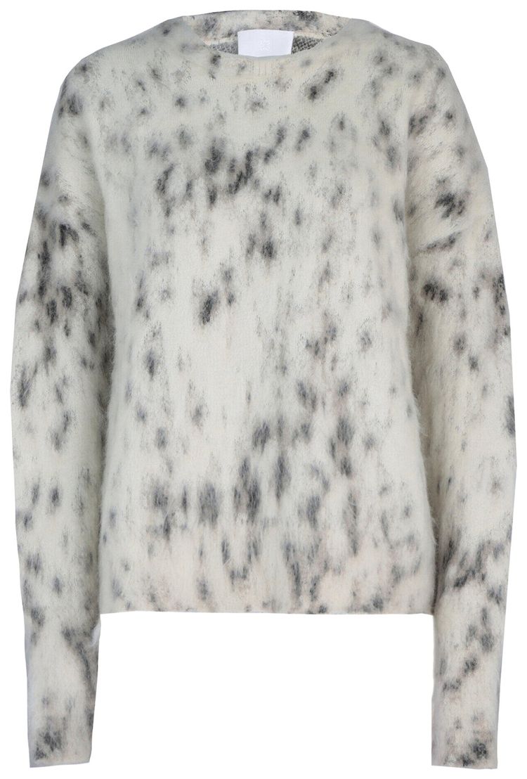 

Укороченный свитер Givenchy из мохера с принтом «снежный леопард», бежево-черный