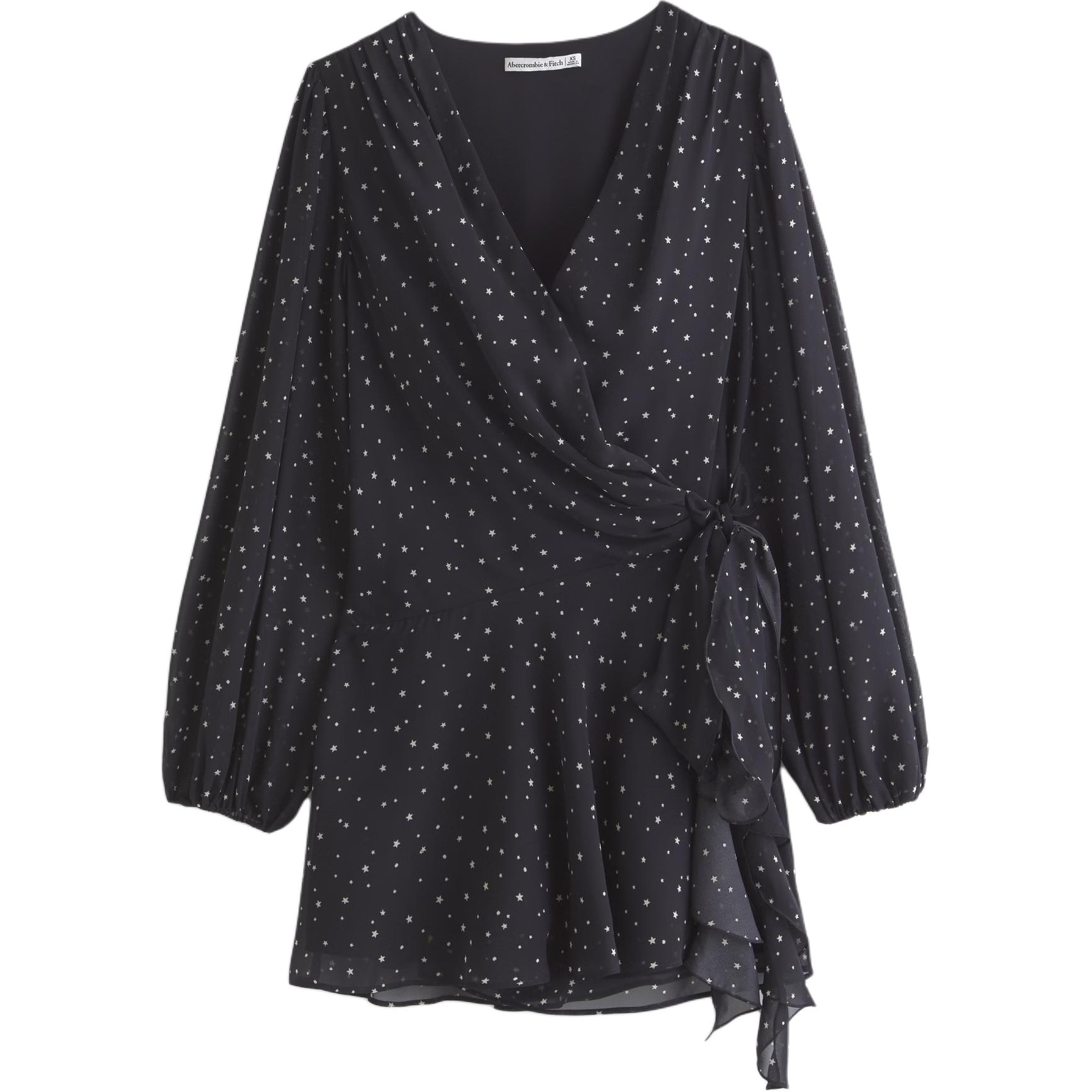 

Женское платье с длинными рукавами Abercrombie＆Fitch, черный