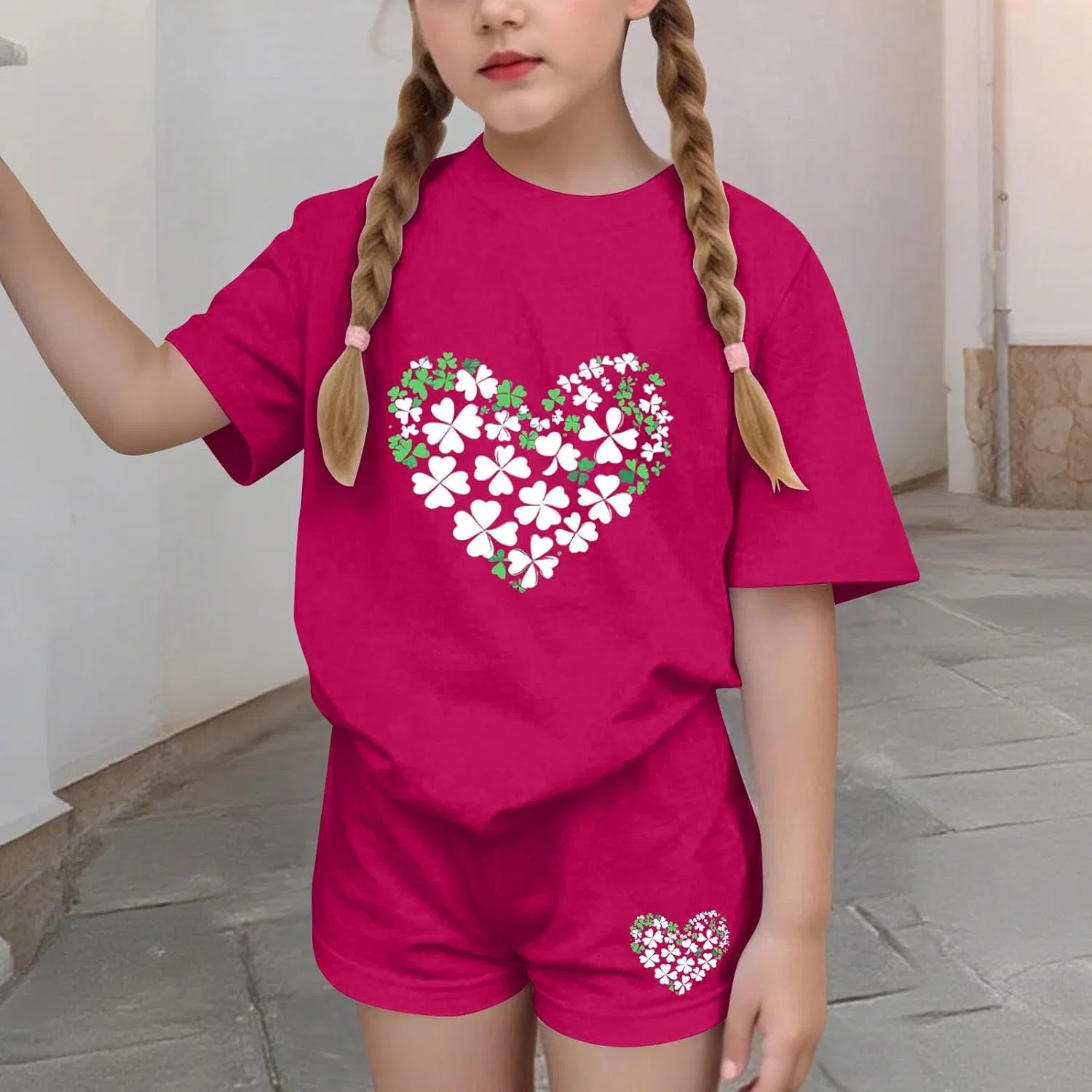 Детский спортивный костюм с принтом Love Shamrock Zzalalana, Hot Pink — фото 2