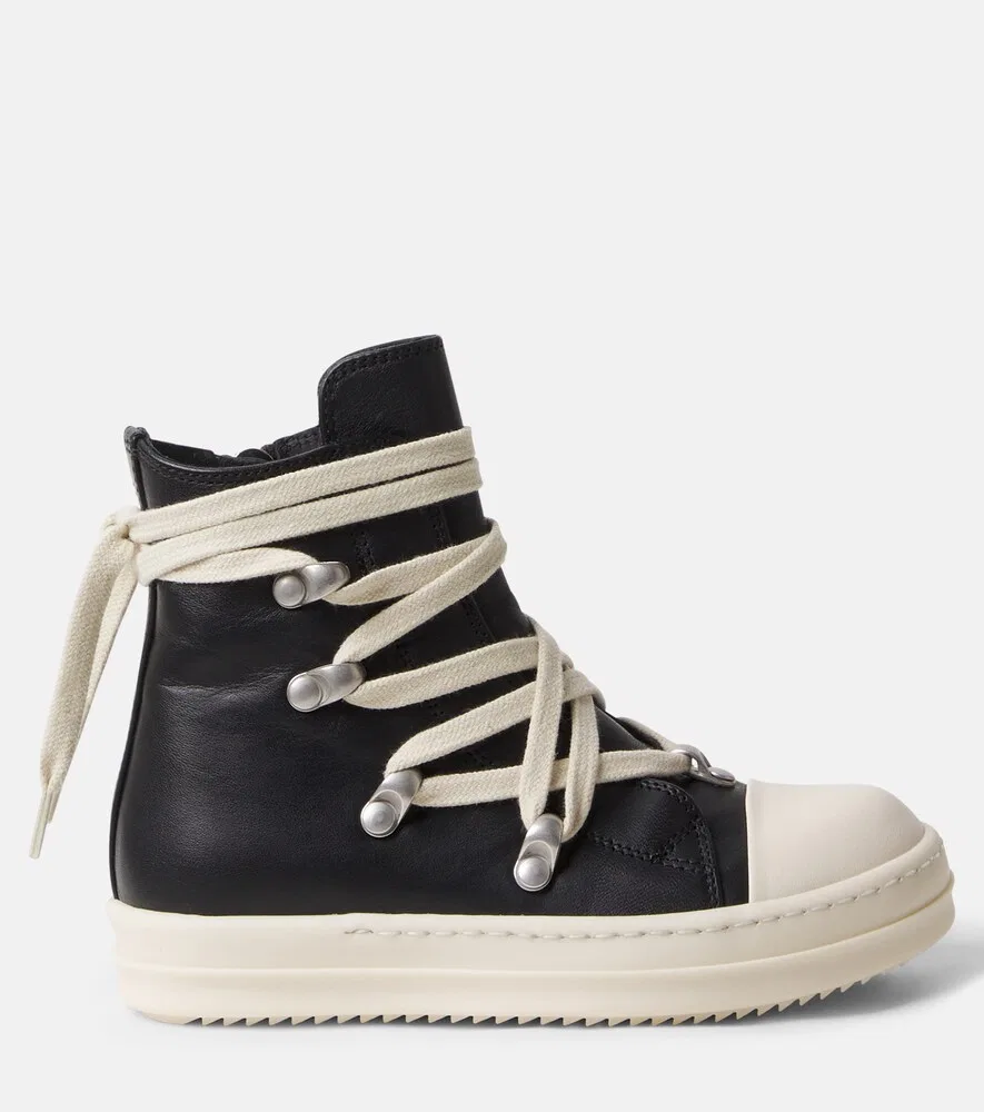 Кожаные кроссовки Hexalace Rick Owens Kids, черный — фото 3
