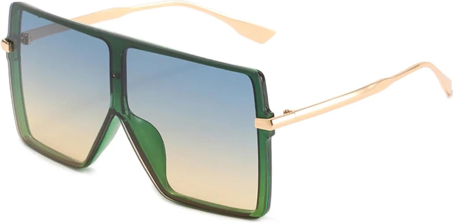 

Модные солнцезащитные очки в крупной оправе для женщин и мужчин, ретро-очки-моноблочные, для путешествий и вождения, солнцезащитные очки с защитой от УФ-излучения UV400 TKKTLLT, Gold Green Yellow