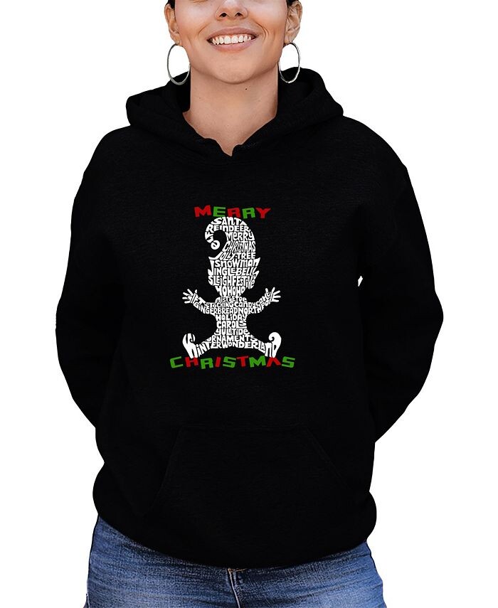 

Женская толстовка с капюшоном Christmas Elf Word Art LA Pop Art, черный