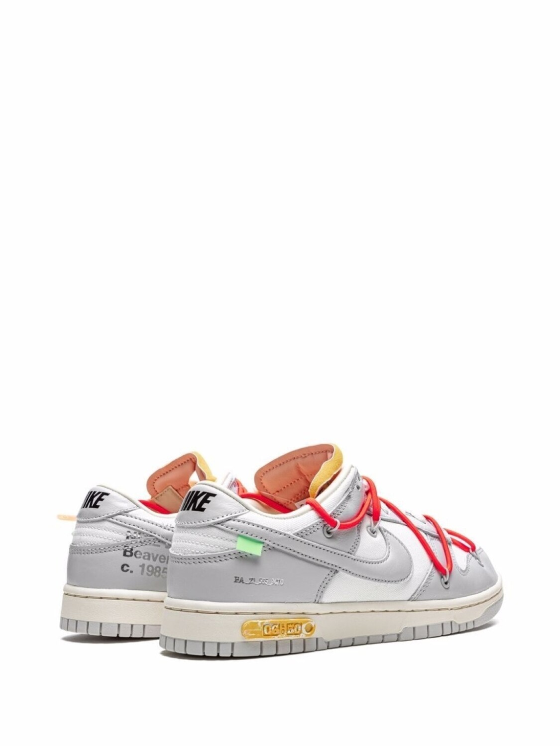 Кроссовки Nike х Off-White Dunk Low, белый/серый/красный — фото 3