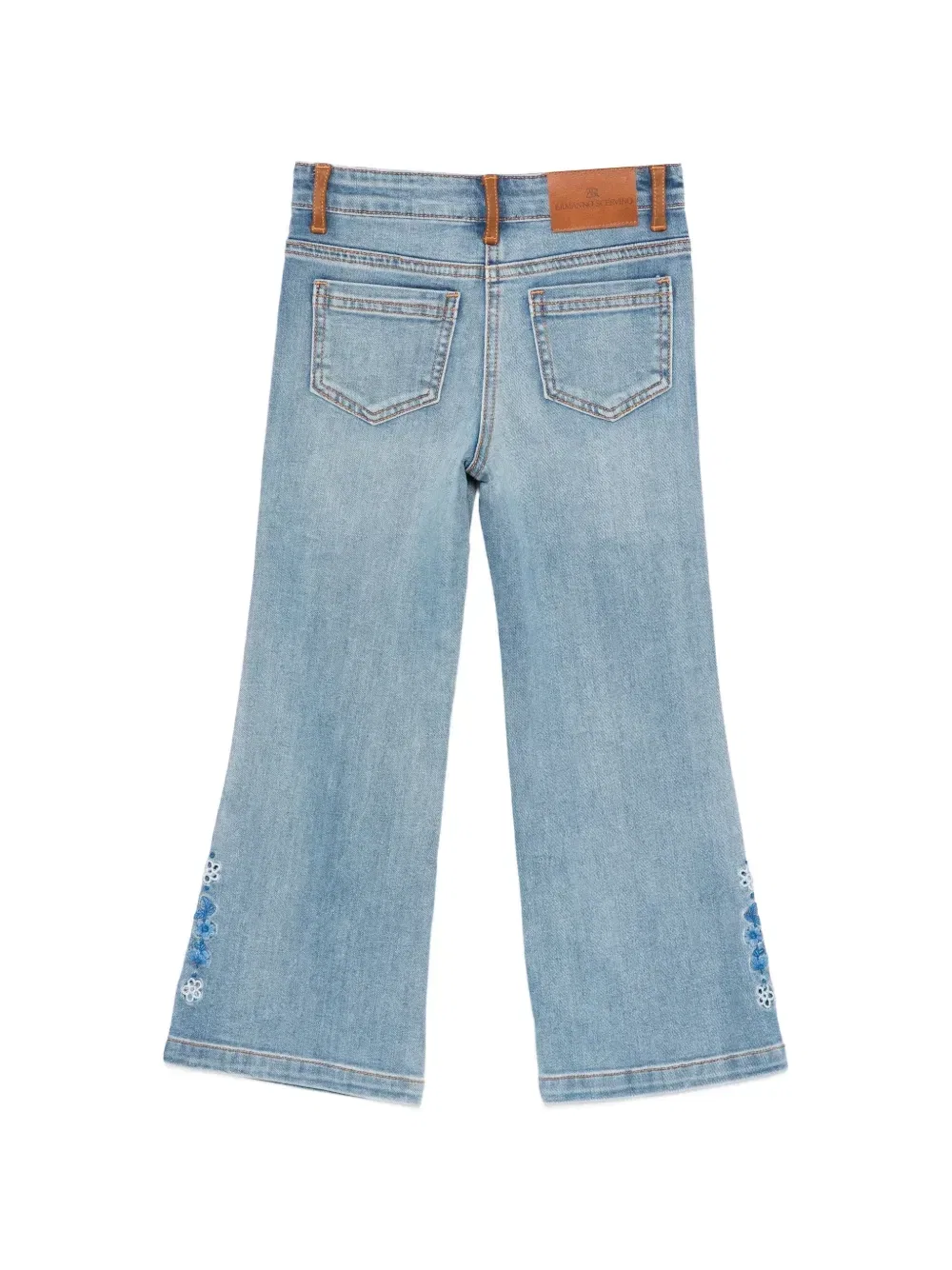 Брюки с цветочной вышивкой Ermanno Scervino Junior, синий — фото 2