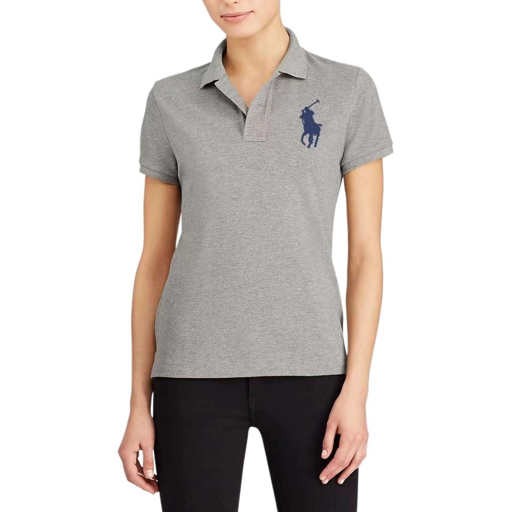 Футболка поло женская серая Polo Ralph Lauren — фото 2
