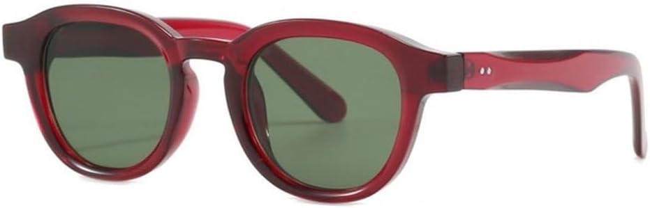 

Модные круглые солнцезащитные очки для женщин в стиле ретро с прозрачной оправой и линзами цвета океана, защита от УФ-излучения UV400, мужские солнцезащитные очки с заклепками для вечеринок и пляжа TVTBBVV, Red Green