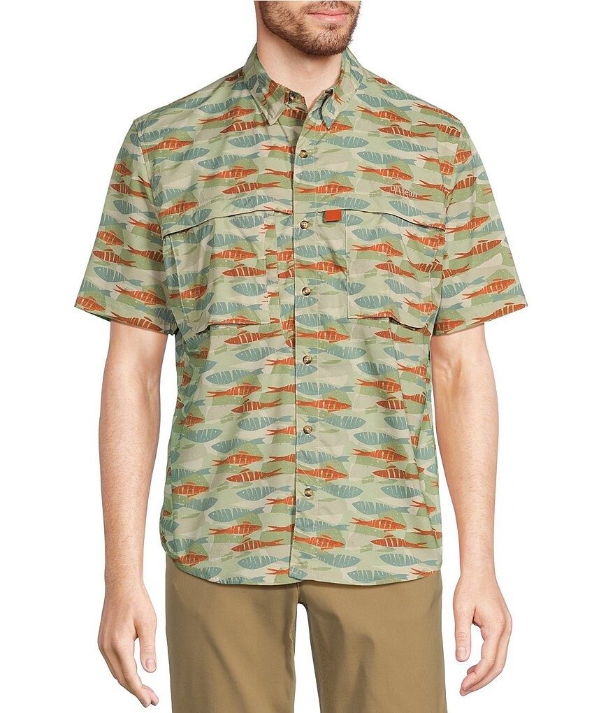 

Рубашка с коротким рукавом LL Bean Tropic Wear с рыбным принтом L.L.Bean, мультиколор