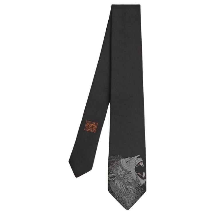 

Галстук мужской черный шелковый HERMES