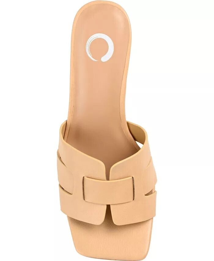 Женские босоножки Renatta Woven Block Heel Dress Sandals Journee Collection, коричневый — фото 4