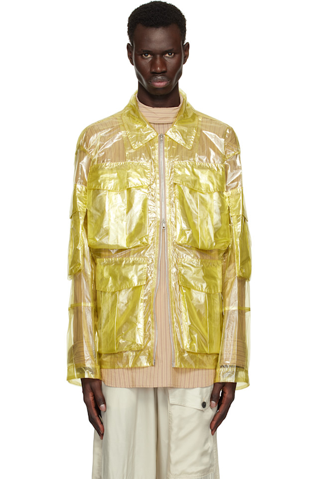 

Прозрачная куртка с эффектом овердай Dries Van Noten, цвет lime