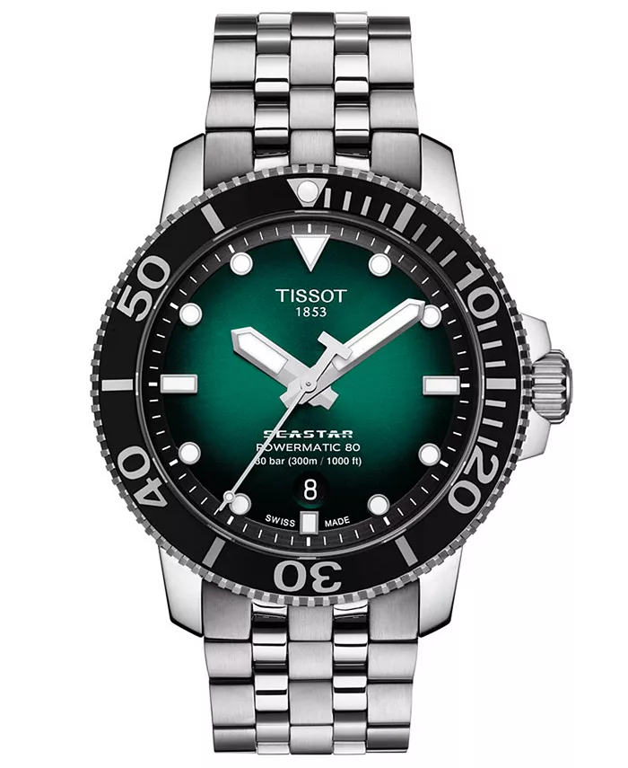 

Мужские автоматические часы Swiss Seastar 1000 на стальном браслете, 43 мм Tissot