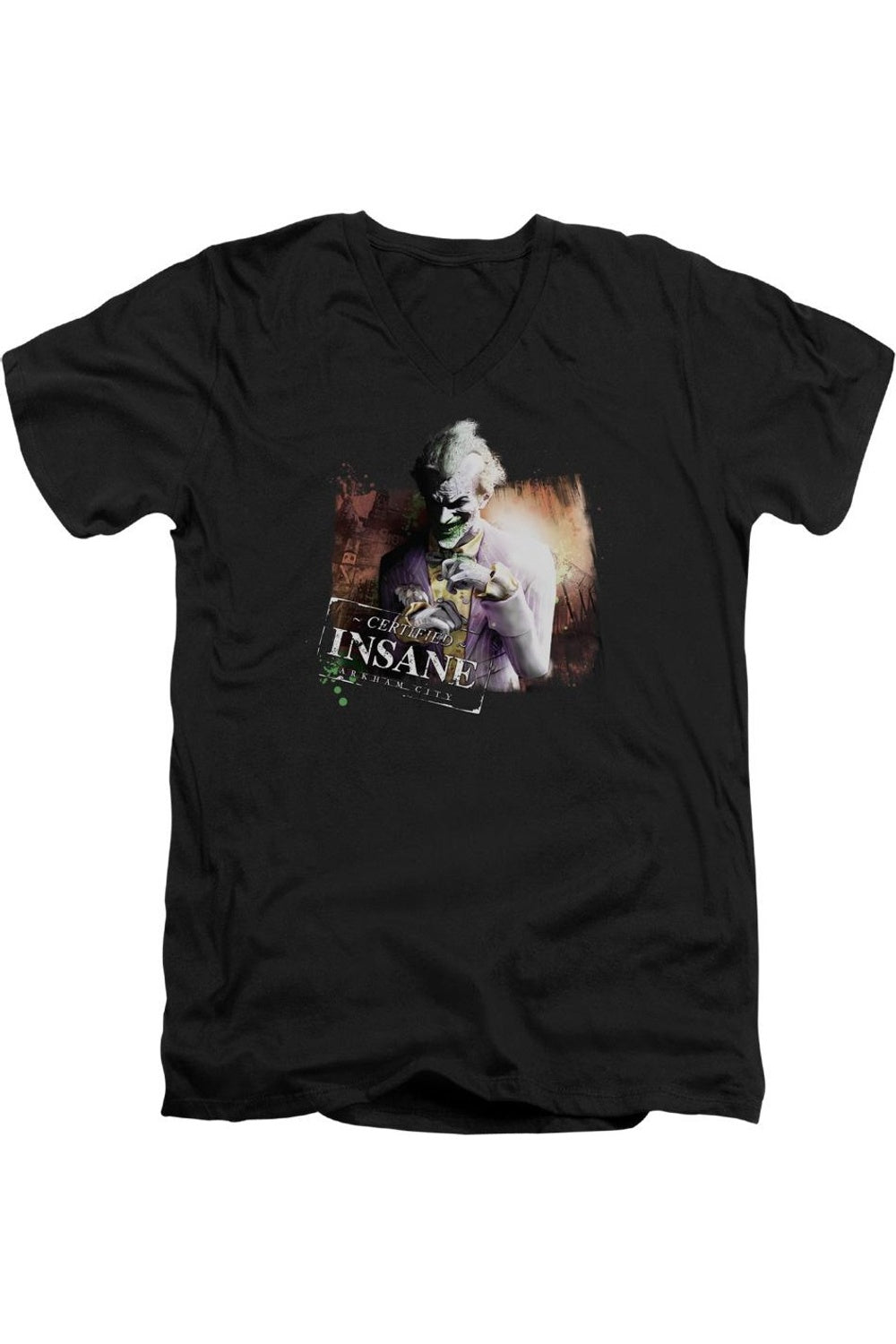 

Футболка / футболка Batman Arkham City Certified Insane с коротким рукавом и V-образным вырезом для взрослых Gildan, черный