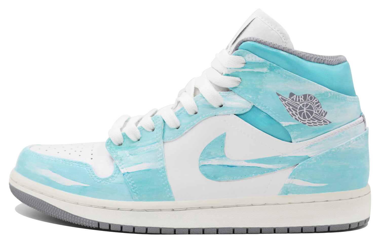 

Кроссовки Air JORDAN 1 Vintage Basketball Shoes Men High-Top Blue Green