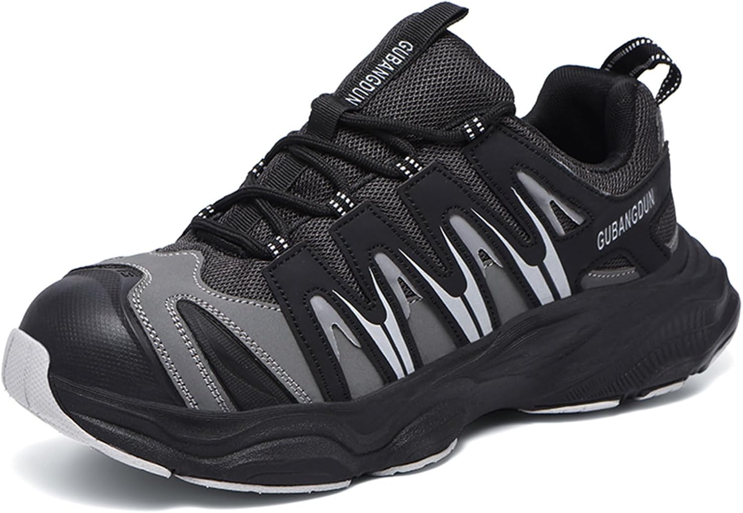 

Мужские ботинки со стальным носком, легкие, проколоустойчивые, противоскользящие, с композитным носком, безопасная обувь для промышленного строительства Gubangdun, черный