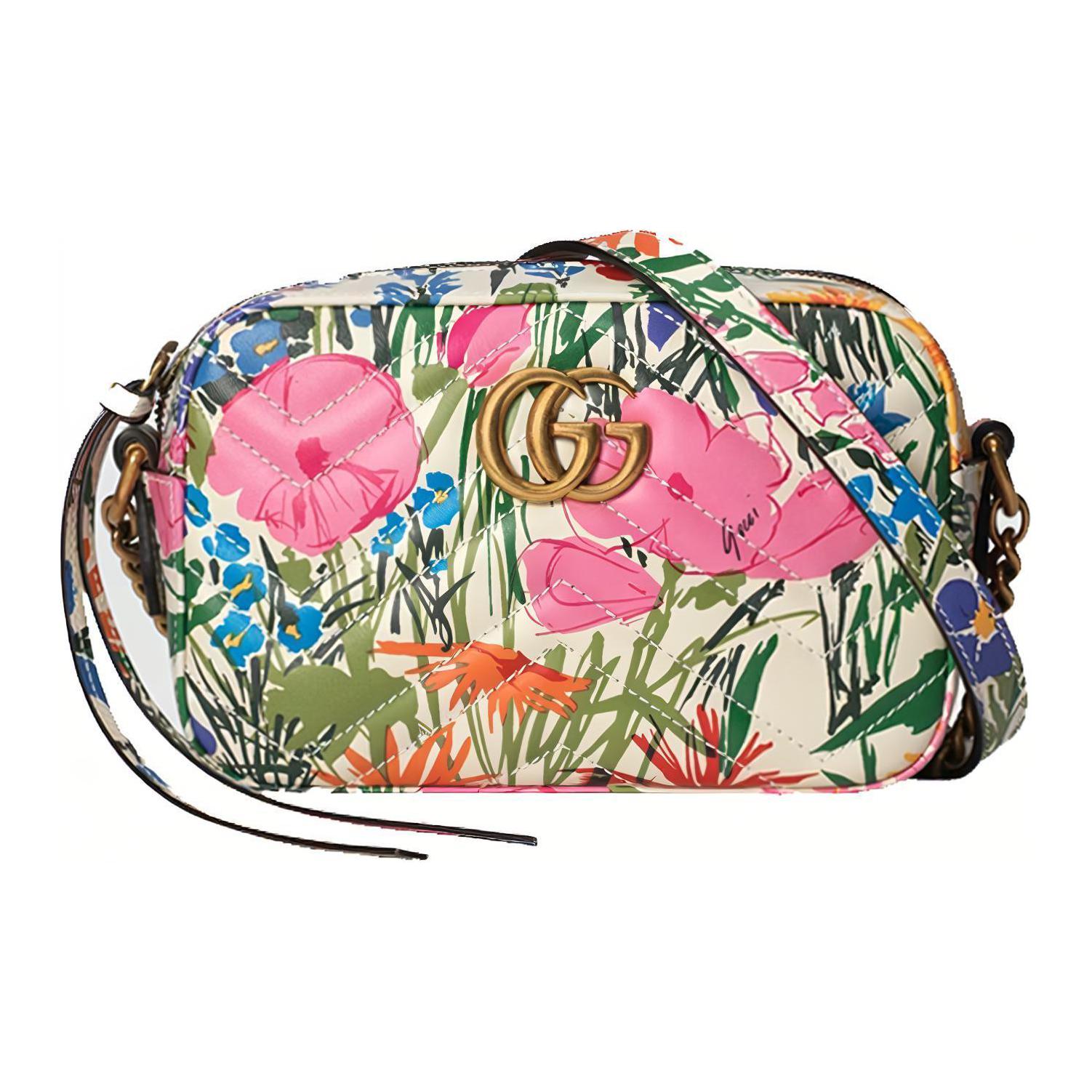 

GUCCI Сумка через плечо из коровьей кожи, средняя, женская, белая и мультиколор