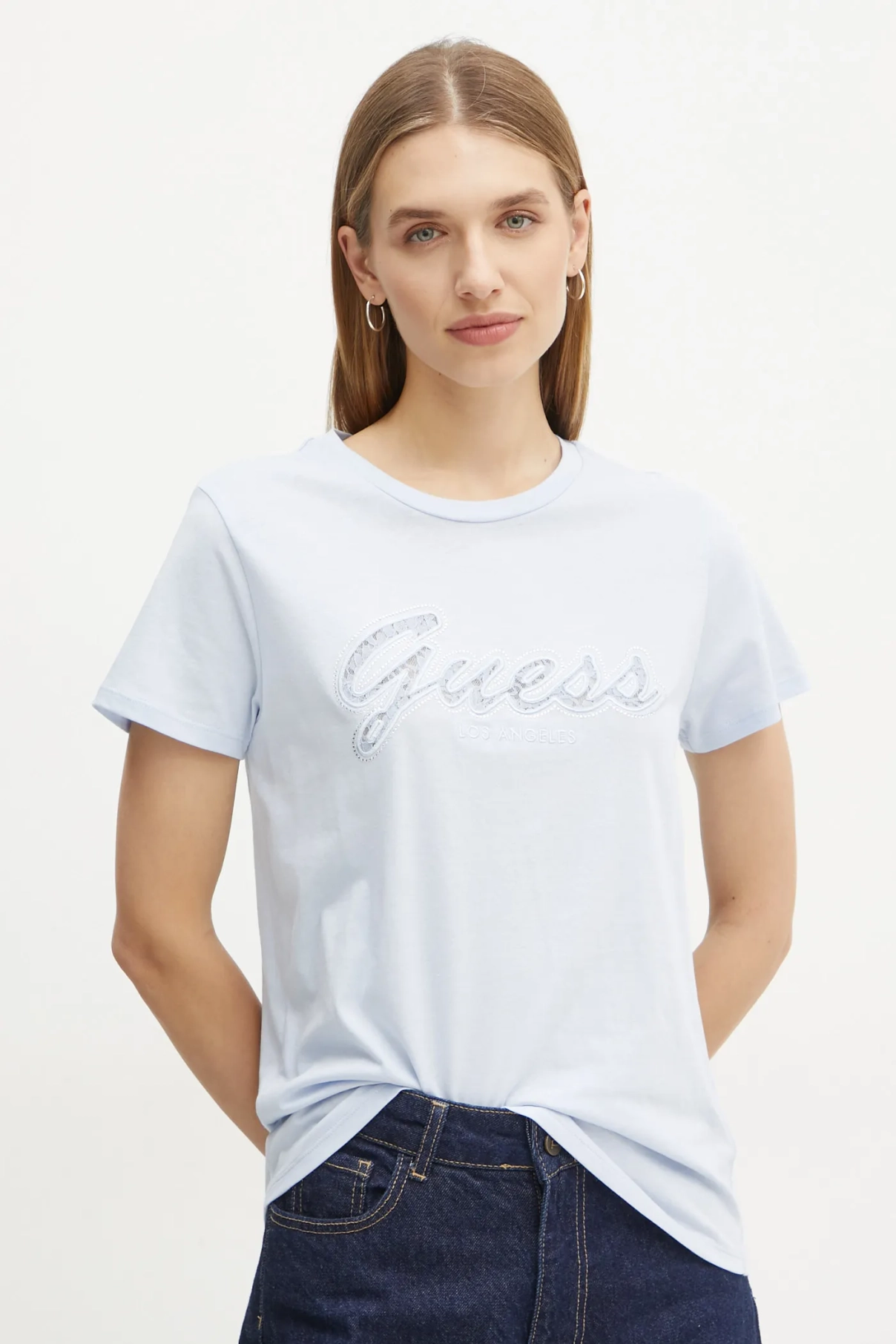 

Хлопковая футболка Guess, синий