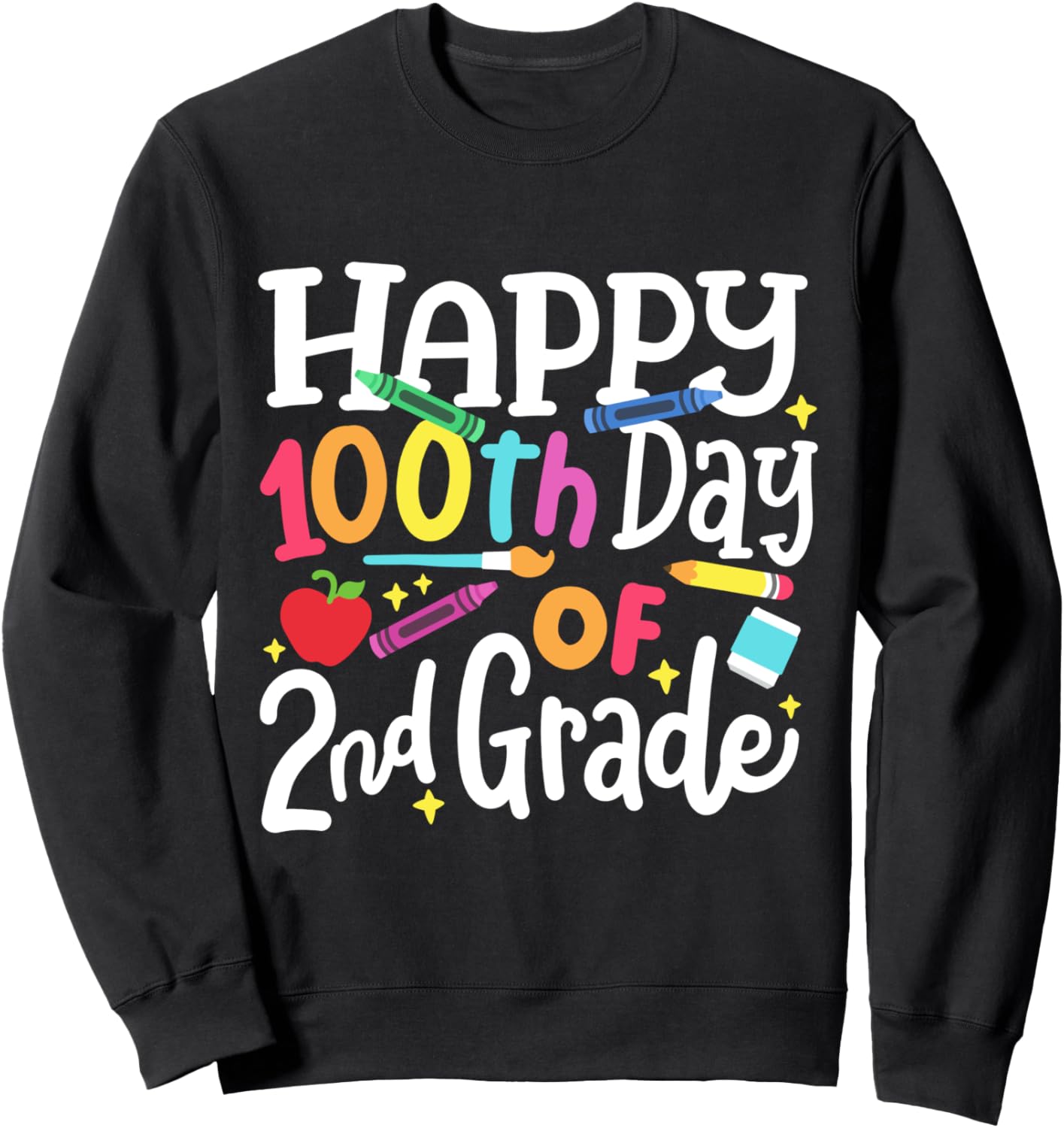 

С 100-м днем 2-го класса! Учительница и дети! Толстовка «100 дней в школе» 100Th Day Of School Happy 100 Days Smarter Gifts, черный