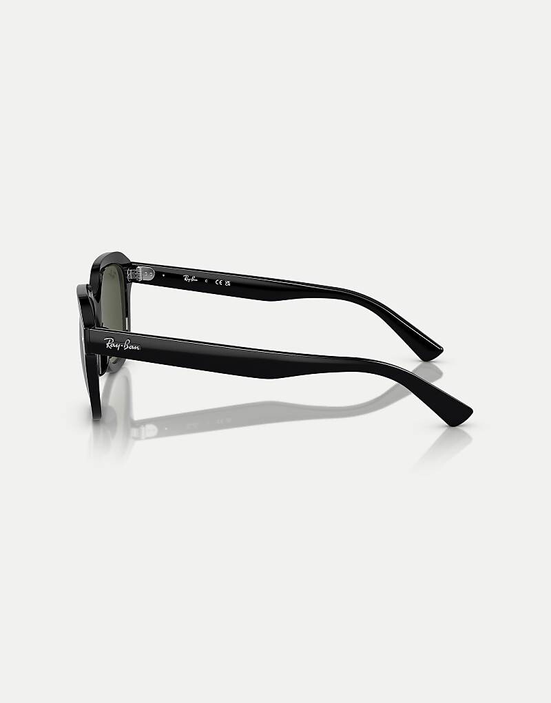 

Черные квадратные солнцезащитные очки Ray-Ban Erik с зелеными линзами