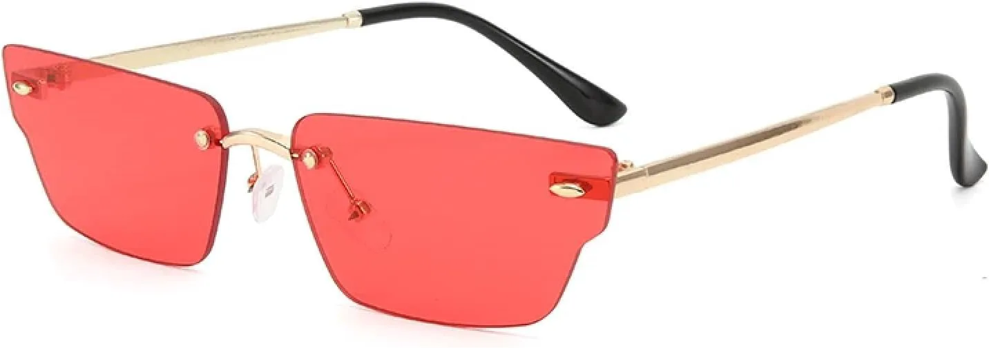 

Солнцезащитные очки без оправы в узком корпусе с металлическими дужками. Легкие и фактурные, идеально подходят для создания стильных образов TKKTLLT, Red