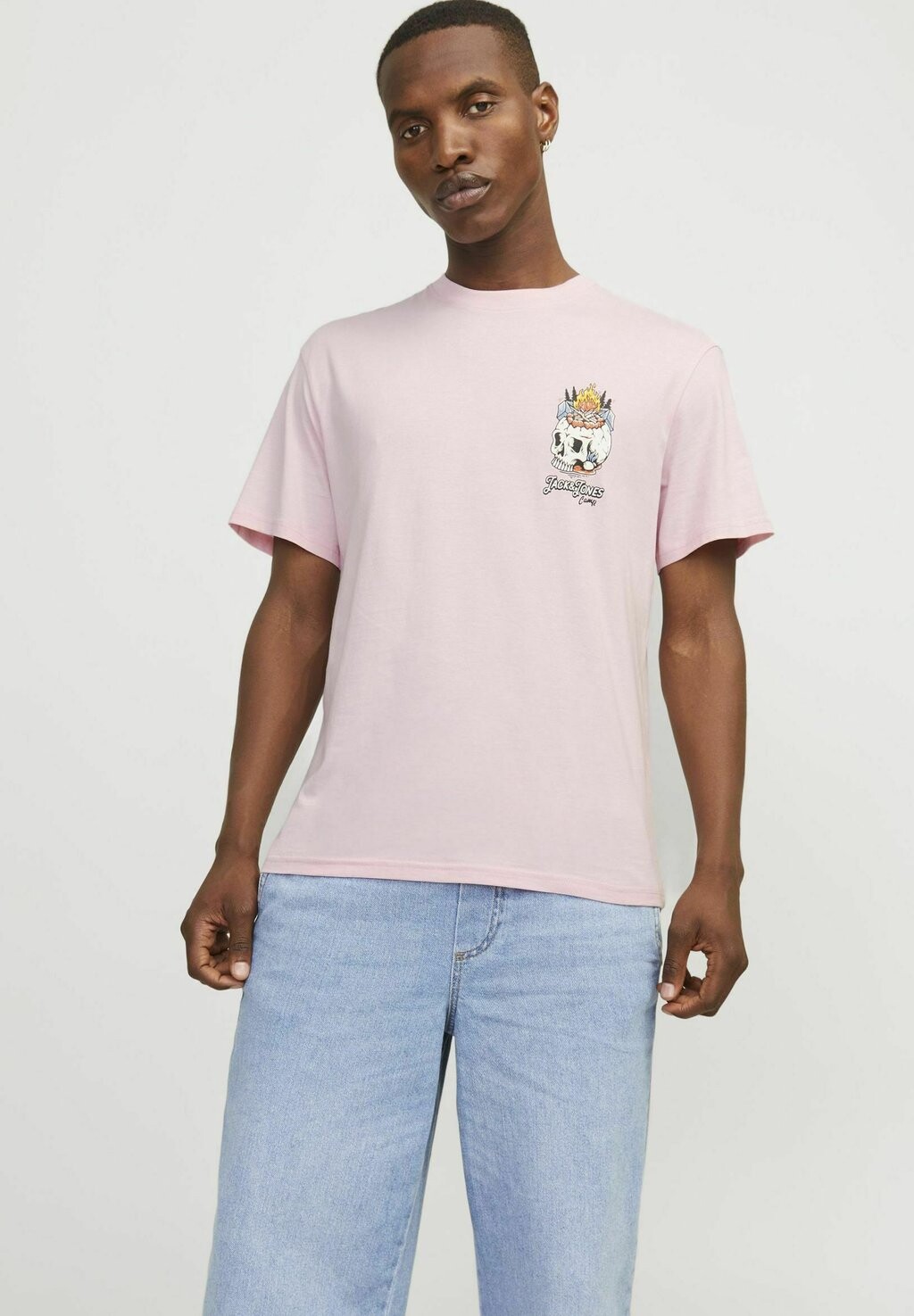 

Футболка с принтом RUNDHALS Jack & Jones, светло-розовый